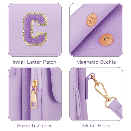 Image of Gift for Girls Small Initial Crossbody Bag for Teens Vegan Leather Cell Phone Kids Purse