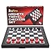 Checkers Board Game 9.8 x 9.8 inches Magnetic Travel Mini Portable Set for Kids, Adults and Family