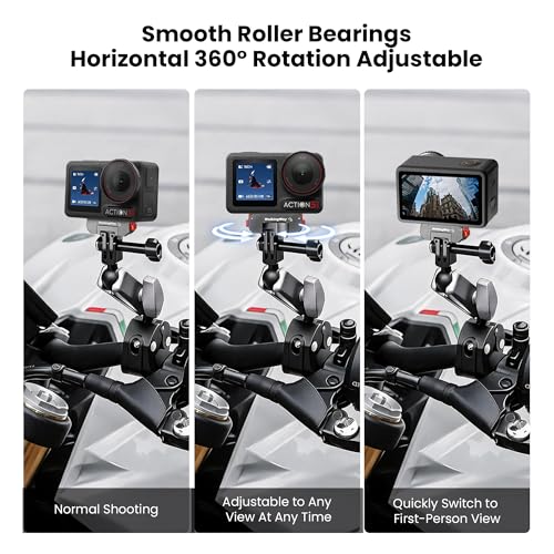 Walking Way 360° Rotation Magnetic Quick Release Mount for DJI Osmo Action 5 Pro/4/3/360, Aluminum Adapter with 1/4” Thread and Foldable Dual-Claws, Accessories for Chest Mount, Tripod, Selfie Stick — view 5