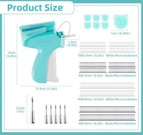Miniatura 2 de Ilauke Pistola De Etiquetado Flex Clip Pistola Para Ropa, Fijador Rápido De Ropa Stitchy Quick Clothing Fixer Con 5 Agujas, Aguja De Plástico 3000, Pistola Micro Stitchy Pistola Para Ropa, Herramienta