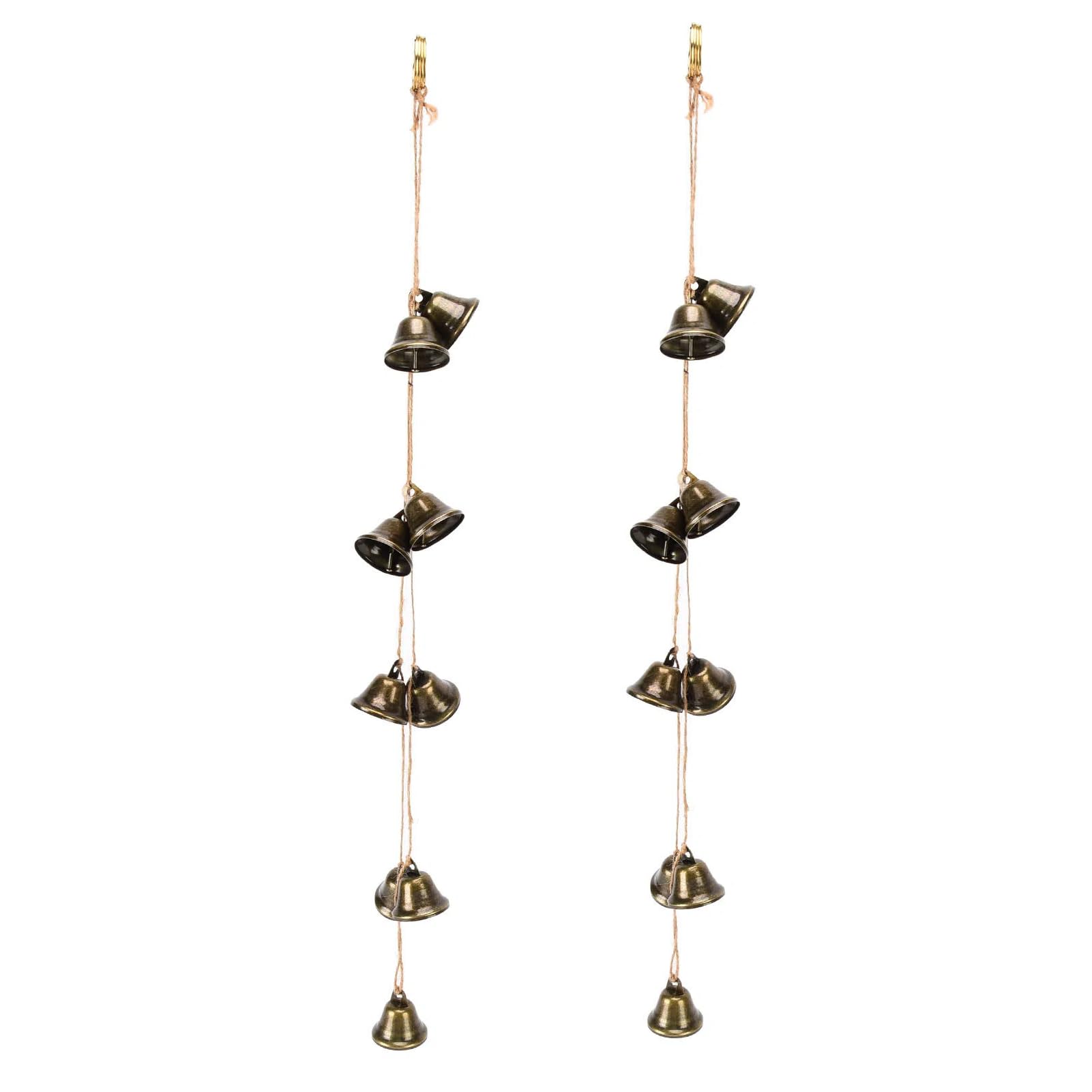 Vintage Bronze Jingle Bells, 2 PCS Mini Hanging Bell String Bronze