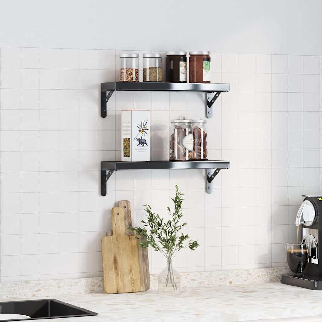 Supporti per mensole in acciaio inox, nero, 15 x 2,5 x 11,5 cm, 4 pezzi, con console da parete, mensola sospesa, mensola sospesa, libreria e portaspezie, salvaspazio e moderno