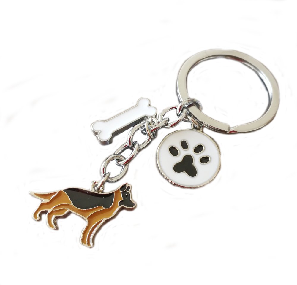 Bbeart Men's German Shepherd Dog Bbeart® Dog Tag Keychain - Cute Small Puppy Id Tags, Metal Keyring Keyfob,