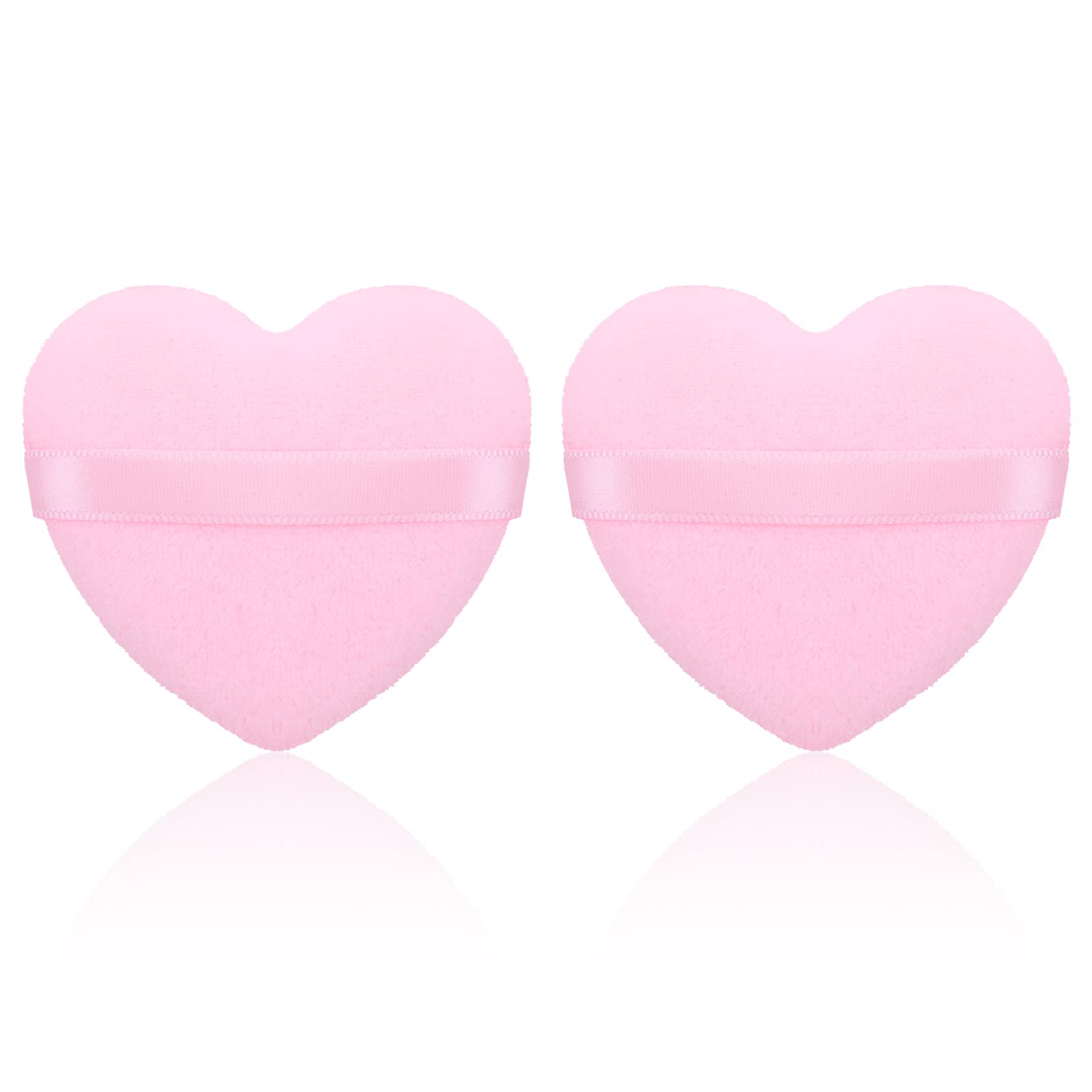 WLLHYF 2PCS Powder Puff, Heart Shape Makeup Blendiful Puffs Soft Velvet Makeup Sponge Puffs Dry and Wet Makeup Setting Puff For Foundation Concealer Loose Powder (pink)