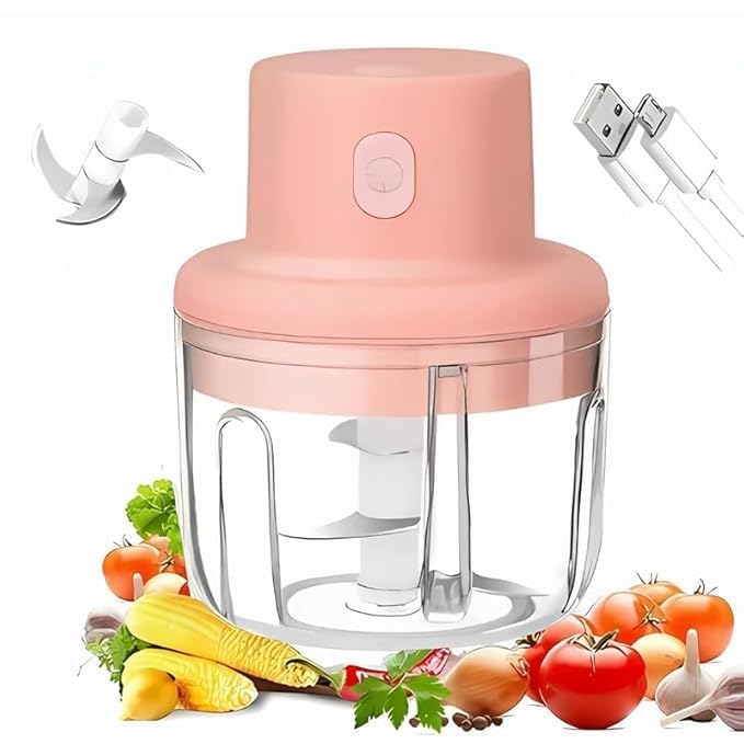 BuntyChiku Mini Electric Chopper for Kitchen, Onion Chopper, Garlic Chopper for 50% Faster Charging, Vegetable Chopper for Kitchen 250 ML-image-36