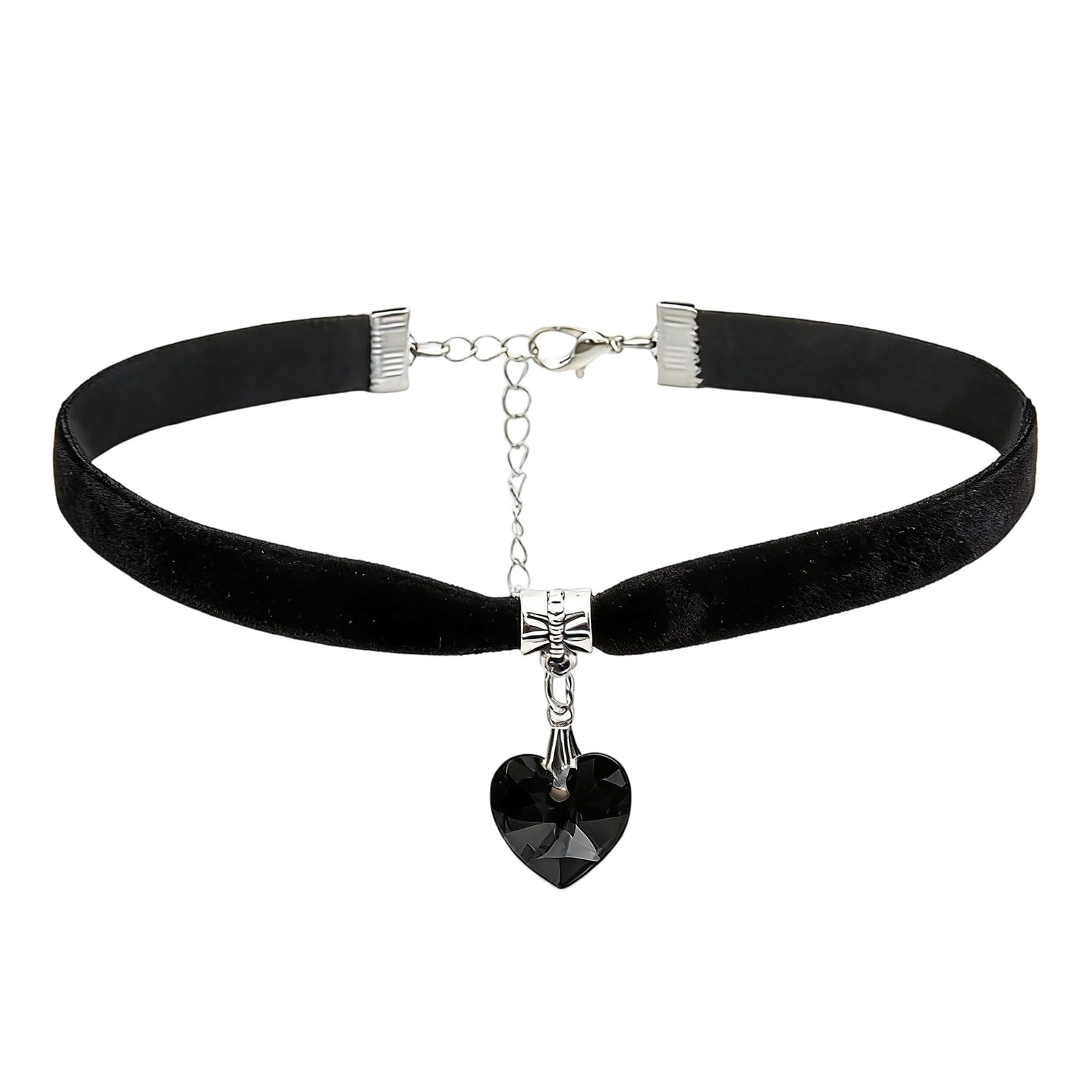 Collier en Velours Noir, Collier en Forme de Cœur, Vintage Gothique RéGlable Colliers, pour Femme pour AnnéEs 80, 90 Fête Halloween Cosplay Bijoux