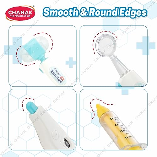 Image of Chanak Premium Doctor Set for Kids with LED Light Instruments, Pretend Play Doctor Set for Kids Above 3 Years, 10 Piece Doctor Kit for Boys & Girls, BIS Approved. (Blue)