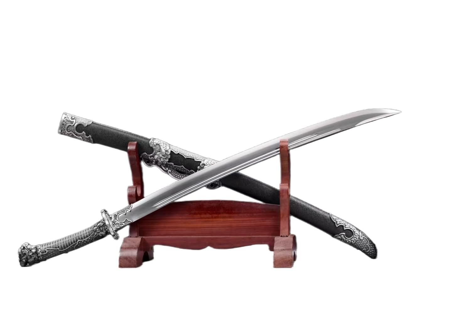 LOONGSWORD Chinese Sword Qing dao-Traditional Craftsmanship,High Carbon Steel Blade,Alloy Fittings (Metal Colored Blade)