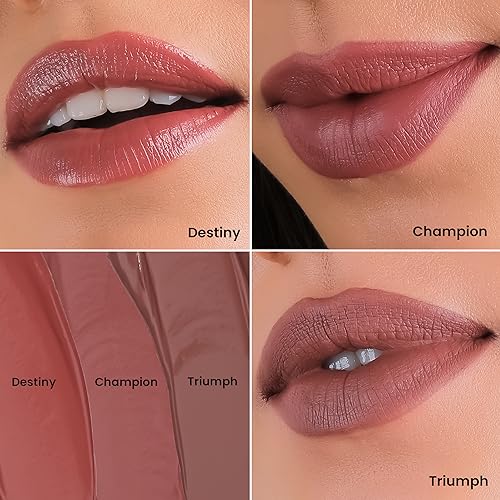 Image of LAMIOR Social Butterfly Whipped Velvet Liquid Lipstick: Matte,Transfer-Proof,12+ Hour Wear|Hydrating,Blurring Full Coverage,Lightweight|Enriched with Avocado & Jojoba Oil|Vegan|Pack of 3-15 ml Each