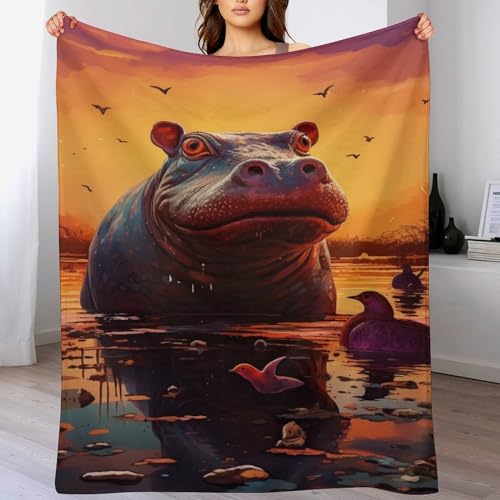 Couverture motif hippopotame pour des nuits tendres