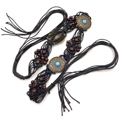 Kangnice BohemianStyle Beads Belt For Female Casual Adjust Knotted Crochet Belt For Long Dress Girl Waist Decors