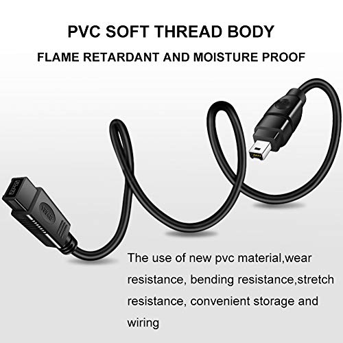 Yeung Qee FireWire cabo 800 a 400 de 1,8 m, IEEE 1394B 9 pinos macho para cabo macho de 4 pinos para