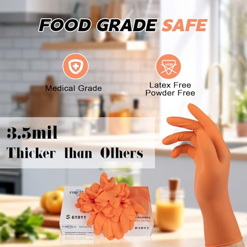Image of FINITEX Nitrile Disposable Gloves-Black, 5mil, 100PCS S and Orange, 3.5mil, 100pcs S