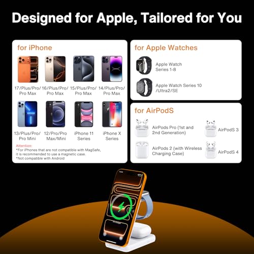 iVANKY 3 in 1 Foldable Magnetic Wireless Charging Station, 15W Fast Charger Stand for MagSafe - image 8