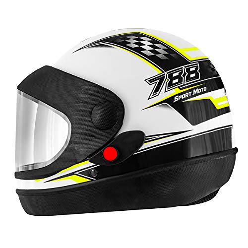 Pro Tork Capacete Super Sport Moto 58 multicor (Branco/Amarelo/Preto)