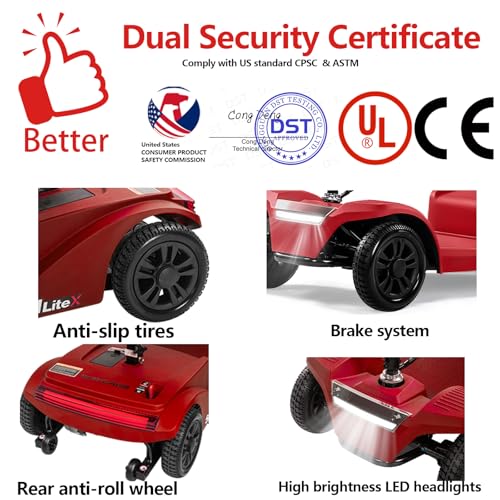 WayCare 15-25 Miles Long Range Mobility Scooter,Weight Capacity 300 LBS+ Powered Mobility Scooters for Seniors, Compact Duty Mobile for Travel with LED Headlight and Detachable Basket