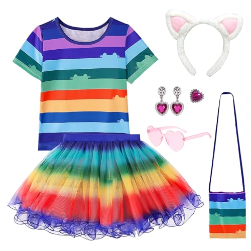 Vestido Tutu Arcoíris para Niñas con Diadema y Bolsa