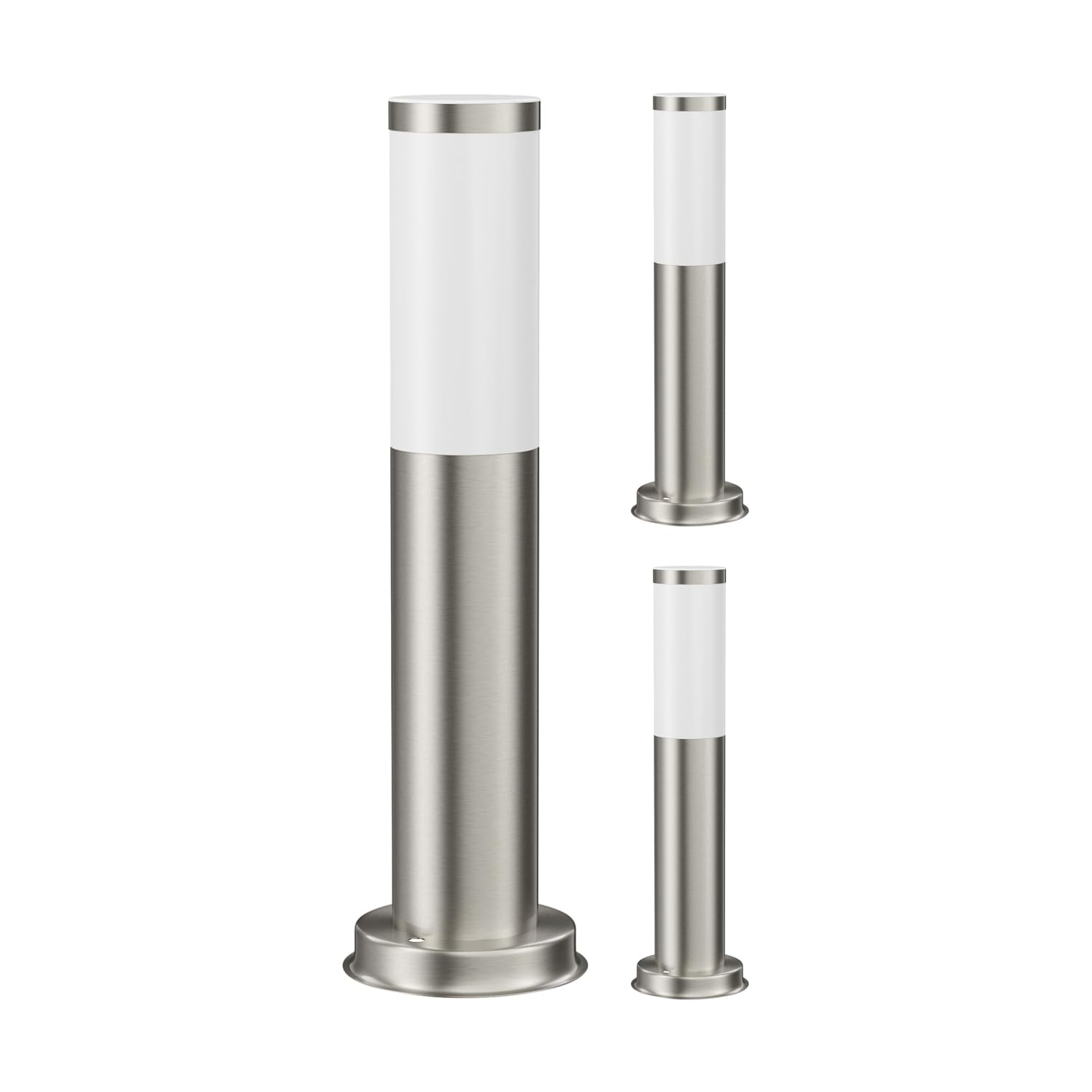 ledscom.de 3x Dissuasore luminoso PORU per esterni, in acciaio inox, rotondo, 38,5 cm, incl. lampada E27 max. 1020lm bianca a 3 livelli senza dimmer