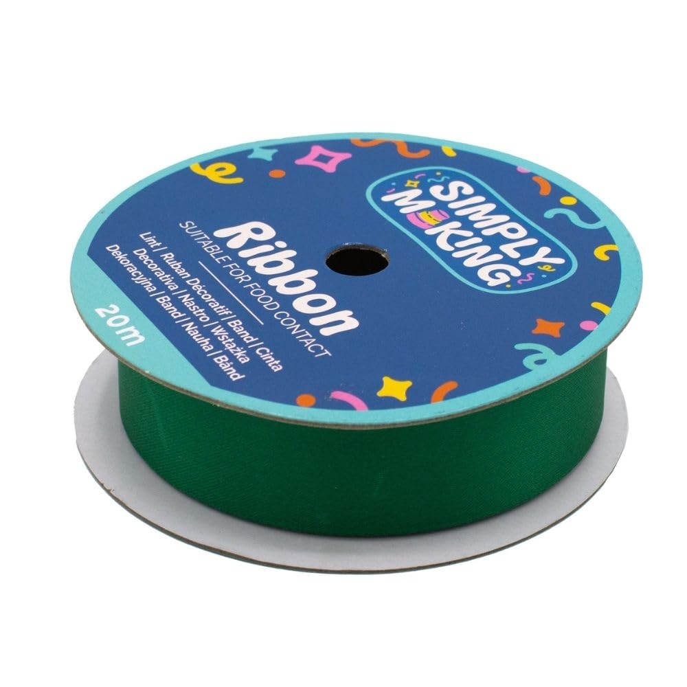 Simply Making Hunter Green Cake Ribbon - Food-Safe - 24mm x 20m - Hunter Green Cake Decorations - Professional Grade, Food Safe, Stain Resistant, Non-Colour Transfer Ribbon