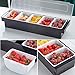 5 Compartment Plastic Dispenser Fruit Veggie Condiment Caddy with Lid，Ice Cooled Condiment Serving Container Chilled Garnish Tray Bar Caddy for Home Work or Restaurant (Black)