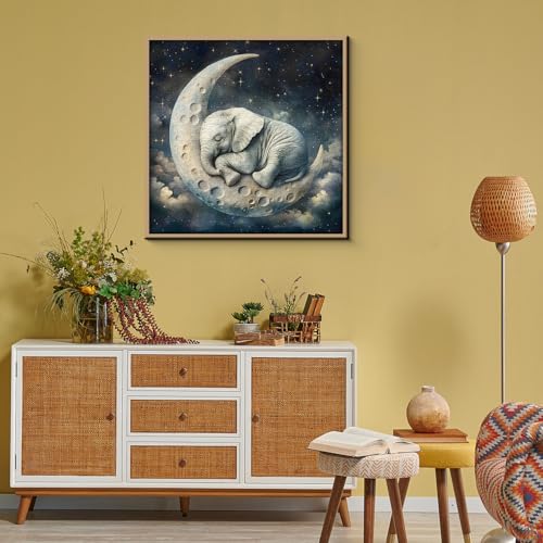 Elephant Moon Puzzles for Adults 1000 Piezas, Rompecabezas Vintage de Elefantes Durmiendo, Rompecabezas Desafiante de Animales del Espacio Fantástico miniatura 6