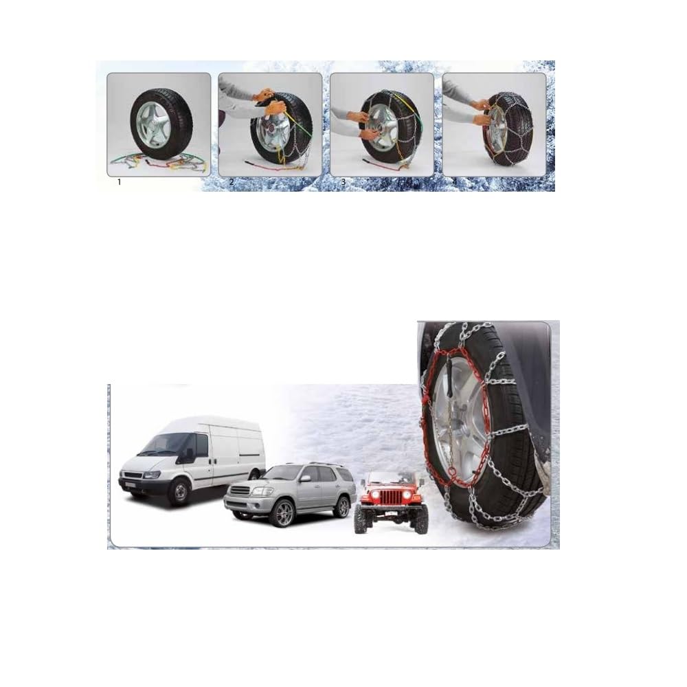 Cadenas para Nieve Y Hielo Cadena para Nieve DE Coche para Ruedas con TAMAÑO DE NEUMÁTICOS 285/50-18 (99968010) 1 PAR DE Cadenas DE Enlaces Rombos DE 16 MM = 2 Piezas HOMOLOGADAS