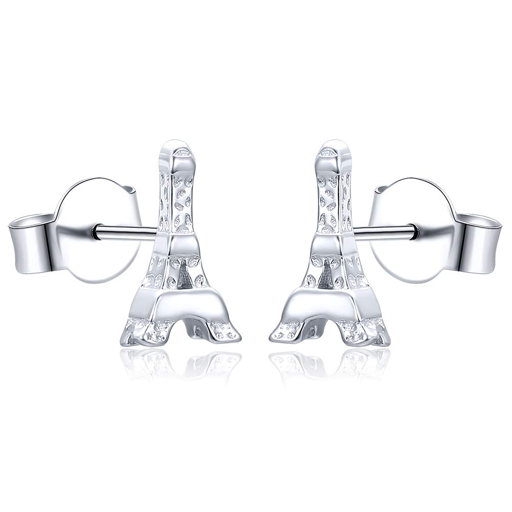 Hypoallergenic Paris Eiffel Tower Stud Earrings 925 Sterling Silver Small Earrings Stud Gift for Women