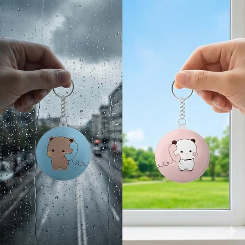 Image of Babu Dudu Long Distance Relationship Couple Keychains - Cute Panda & Bear Talking on Phone | inchMiss You inch Kawaii Matching Keyring Set for Boyfriend, Girlfriend, Best Friends (Set of 2)