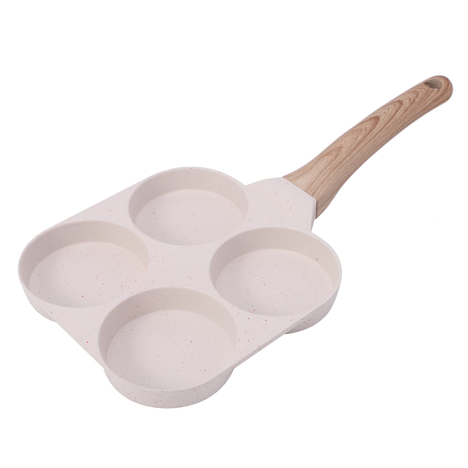 DAFEIKE Egg Frying Pan 4 Cup Nonstick Omelet Pan Non Stick Fried Egg Pan Aluminum Pancake Pan, Ivory
