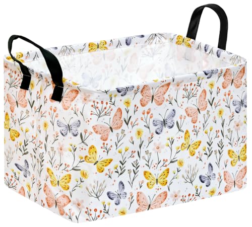 Image of Rectangle Storage Basket Fall Wildflower Decor Cute Bins for Girls