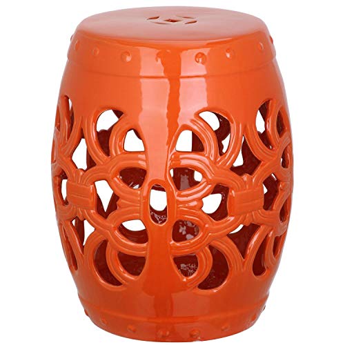Safavieh Castle Gardens Collection Imperial Vine Antique White Glazed Ceramic Garden Stool