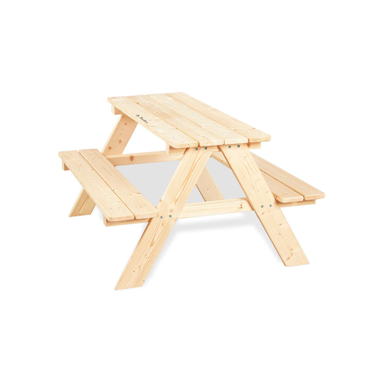 PINOLINO Nicki 4er Kindersitzgruppe - Kindertisch - Picknicktisch aus Massivholz, Kinder Spielbar - Langlebige Sitzbank für draußen, Kindergartenmöbel ab 2 Jahren, Outdoor-Tisch 90 x 79 x 50 cm