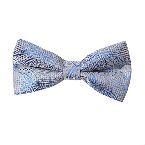 Dan Smith Bowtie For Mens Gray Pre-Tied Bow Ties Polyster Cotton Paisley 25.6