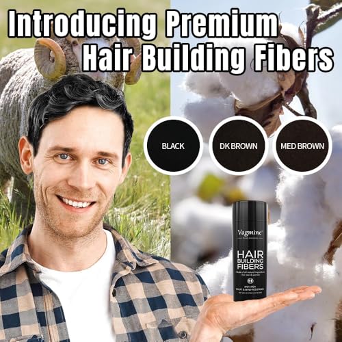 Image of VAGMINE Hair Fiber Medium Brown for Men & Women | 27.5g | Instantly Covers Thinning Hair & Bald Spots | Natural Look & Long-Lasting Hold | Easy to Apply | Suitable for All Hair Types