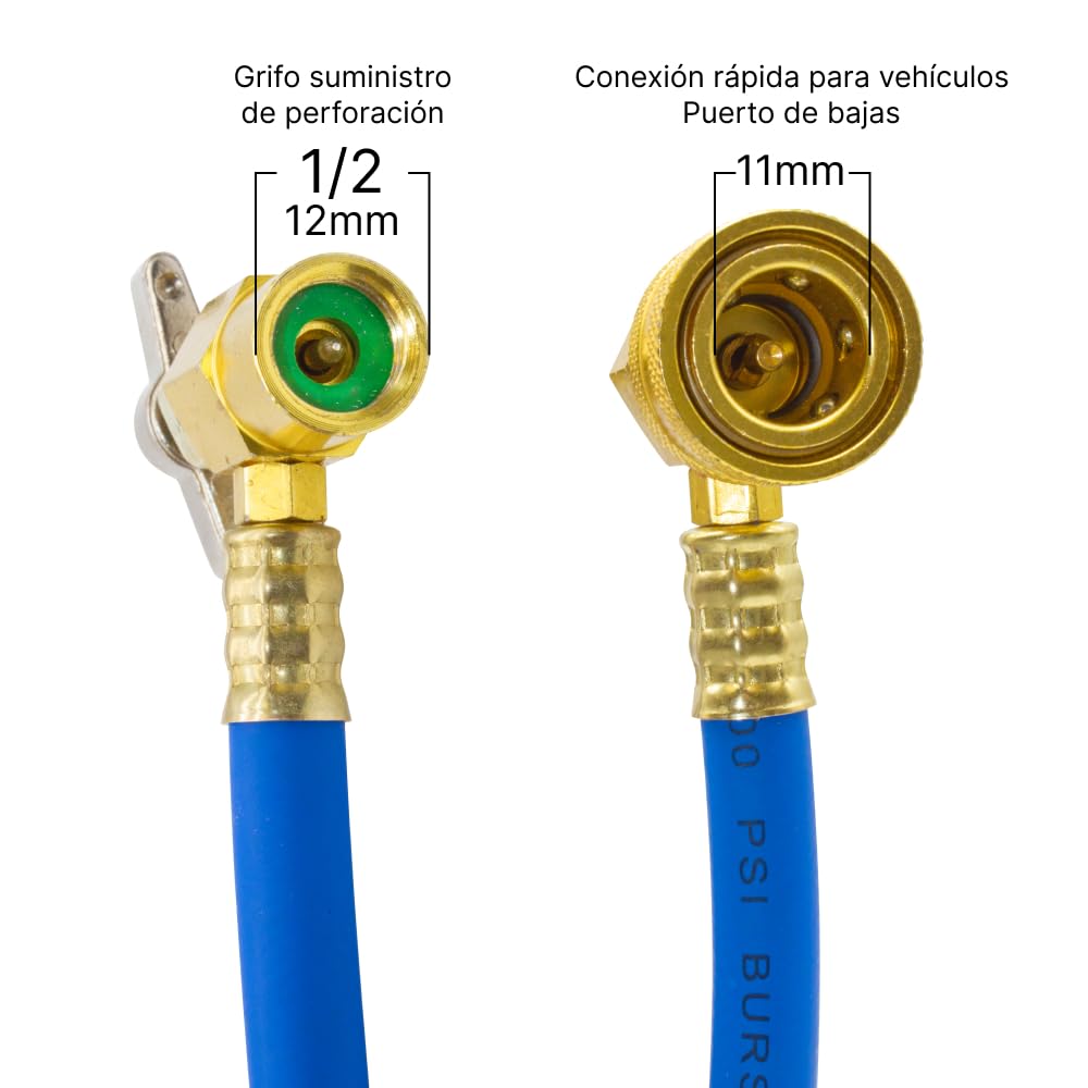 Pack GASICA D2 Sustituto de R12, R134A más manguera con manómetro con llave para reparación aire acondicionado de vehiculos