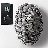 HUUM Drop 6.0 kW Sauna Heater with UKU WiFi Control (Glass), 132 pounds of Rounded Olivine Stones Included (for saunas Between 180-350 cu ft.)