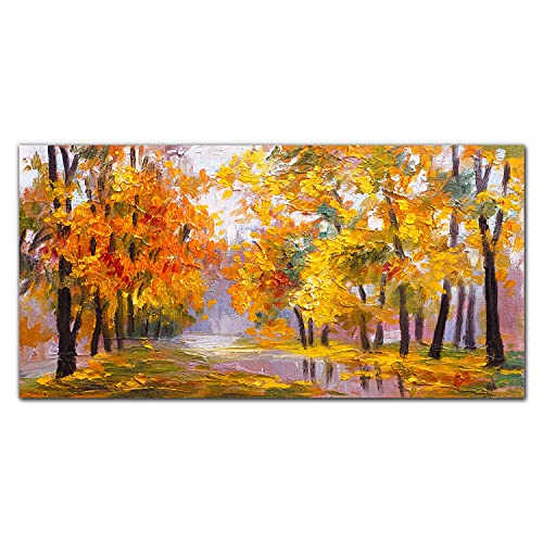 Impression sur verre feuilles de forêt automne pour une ambiance chaleureuse 100x50cm