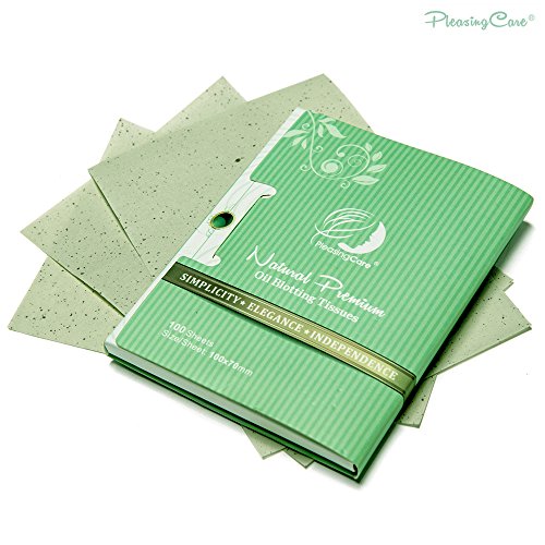Image of Makeup Mirror with Facial Oil Blotting Paper Sheets - Green Tea 100 Counts, Silver Compact Folding Cosmetic Travel Mirror