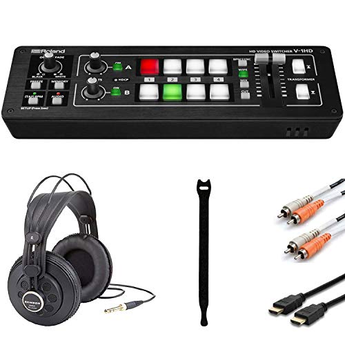 Roland V-1HD HD Video Switcher +Professional Reference Studio Headphones + High Speed HDMI