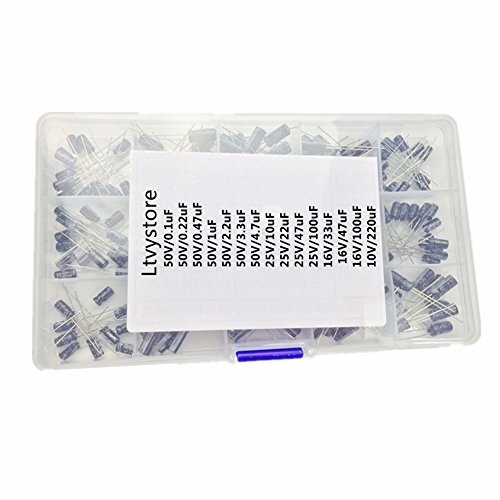 Ltvystore 200Pcs 15 Value 10V 16V 25V 50V Metal Electrolytic Capacitors Assorted Assortment Box Kit Set 0.1Uf－220Uf #TOP1