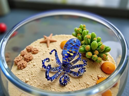Figura Decorativa de Pulpo en Vidrio Soplado 2.25" Azul Oscuro miniatura 5