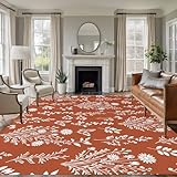 5x7 Area Rugs for Living Room, Tan Brown Botanical...