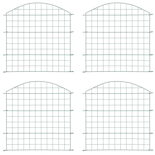 Wiltec Gartenzaun Set mit 5 Elementen grün, Teichzaun mit Oberbogen, Maschendrahtzaun 770 x 8 x 780 mm, Steckzaun leichte Montage, pulverbeschichtet & korrosionsbeständig