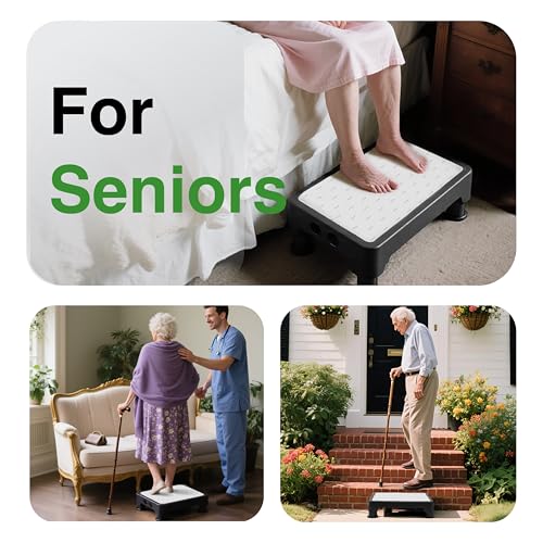 Image of COOL-ANGLE Adjustable Step Stool for Adults & Seniors, 650LBS Heavy Duty Bed Step for High Beds, Non-Slip Wide Safety Platform, Portable Foot Stool Assist for Kitchen, Car SUV, Bathtub & Bedside, Grey