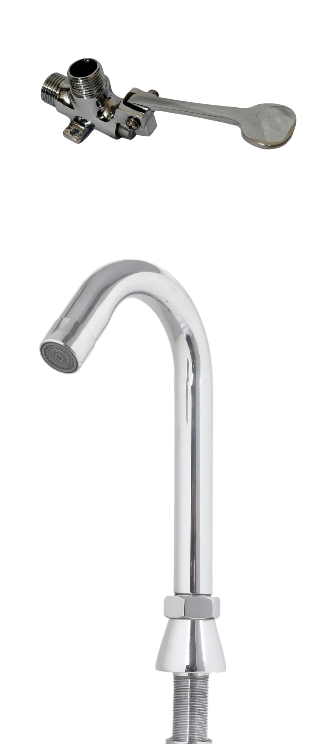 Set of Compact Brass Foot tap (Push tap) + 360 Deg Rotating Basin tap + Drill Fitting for bathrooms, Industry to Prevent Hand Contact, infections (2 Year Warranty) (Standard Thread-15mm (1/2") Used)-image-8