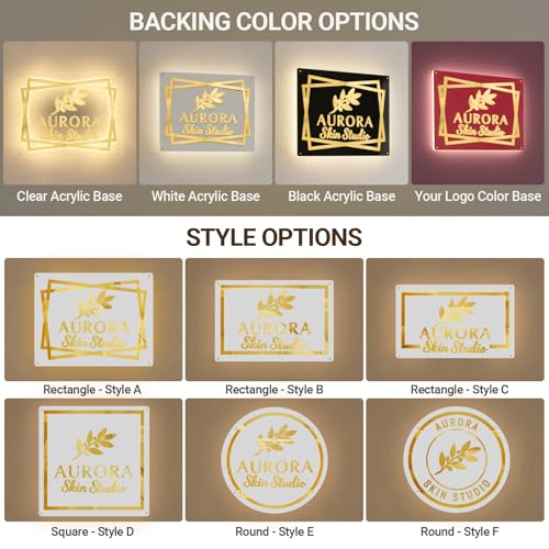 Image of Custom Acrylic Logo Sign with LED Neon Backlight, Personalized 3D Laser Cut Business Logos Backlit Signage, Adjustable Brightness, Wall Decor for Storefront Salon Office Studio Coffee Shop