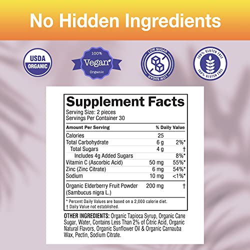 Elderberry Gummies For Adults Immune Defense Low Sugar - Vegan And Gluten Free Gummies - Zinc Gummies For Immune Boost And Healthy Growth - Vitamin C Gummies For Adults With Powerful Antioxidants #TOP2