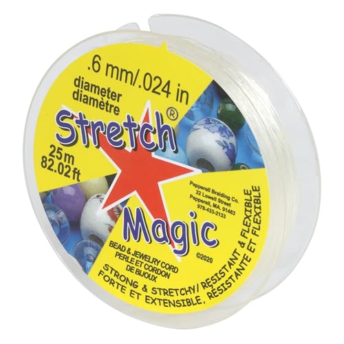 Image of Stretch Magic Elastic Beading Cord - Clear Color, 0.6mm in Diameter, 25-Meter (82 ft) - Easy to Knot, Strong & Stretchy String for Making Beaded Jewelry