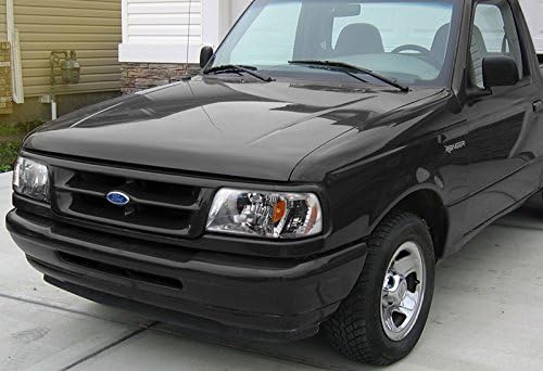 Factory Crystal Style 1-Piece Design LED DRL Headlights Parking Turn Signal Corner Head Light Headlamp Lamp Chrome Housing With Amber Reflector compatible with 1993-1997 Ford Ranger