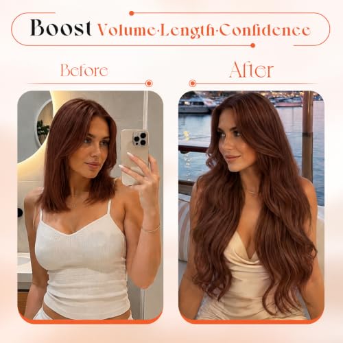 Image of Sunny Hair Clip in Hair Extensions Real Human Hair Auburn Brown